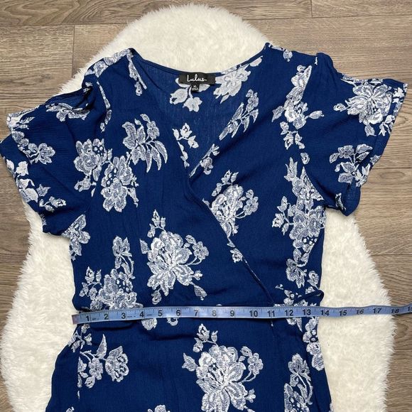 Lulu's Heart of Marigold Navy Blue Floral Print Wrap Maxi Dress XL Boho Rayon - Picture 13 of 14